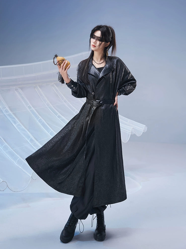 More than thirteen [Snake Bone Vientiane] crew neck robe imitation leather jacket modern HanFuDreams