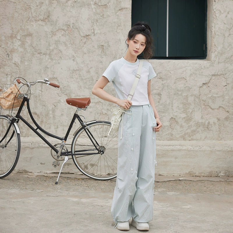 More than thirteen [mints] summer short-sleeved sports suit modern HanFuDreams two-piece set S
