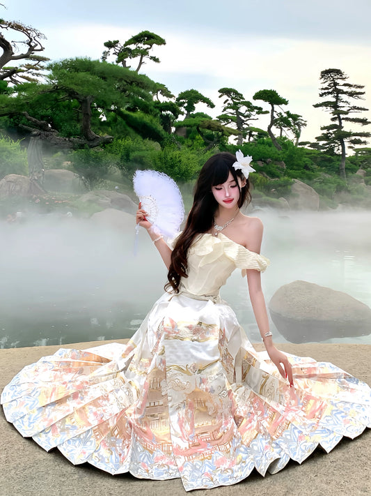 Flower Fairy Story [Yan Yunting] Bust Skirt Weaving Gold Horse Skirt Set Brocade Han han HanFuDreams