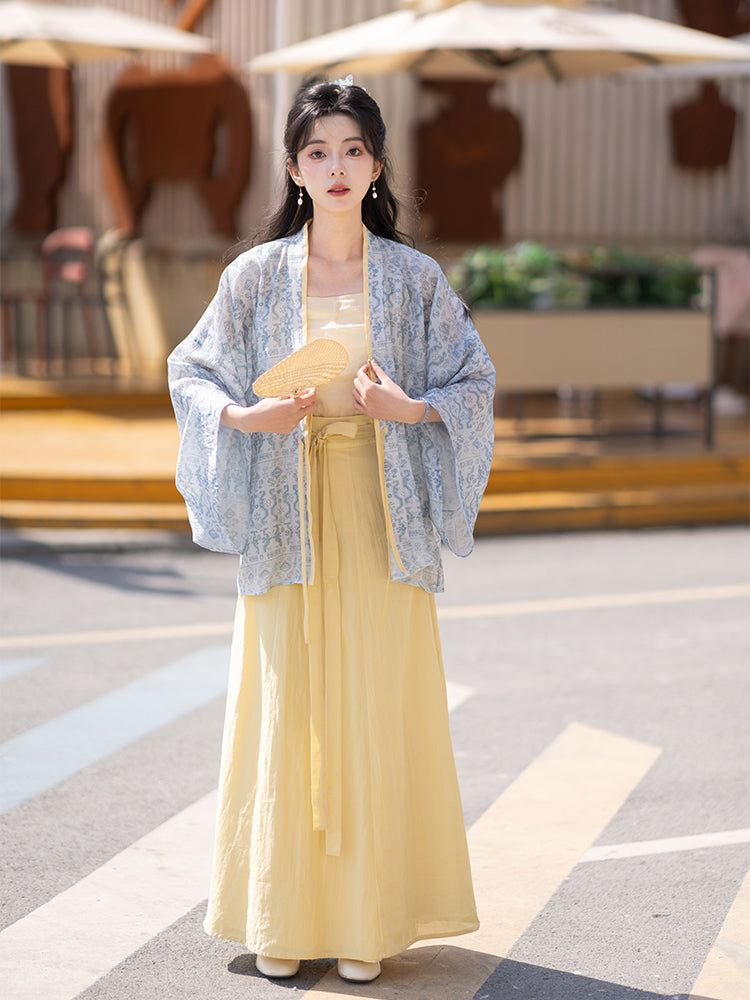 Jin tencel pleated clothes one piece broken skirt original hanfu jin HanFuDreams