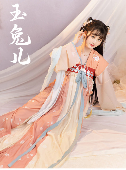 Tang Dynasty Back Short Shirt Chest Pleated Skirt Hanfu Women