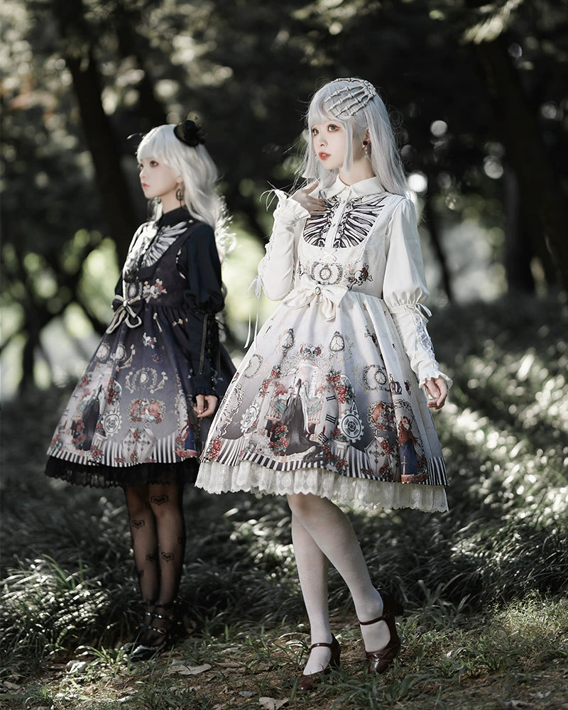 Halloween Sakura Love Goth Lolita Black Fairy Jsk Diablo Vintage Gemini lolita HanFuDreams