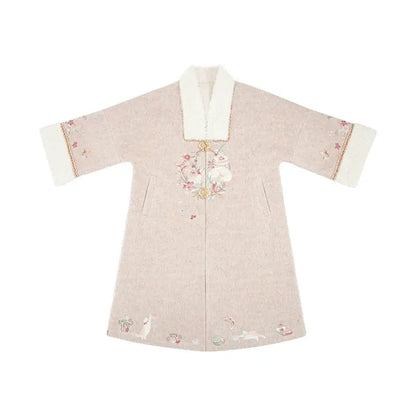 July Eve [Flower Snow Lying Shadow] Collar Long Jacket National Style Jacket Ming ming HanFuDreams Flower snow lying shadow, long collar jacket XS