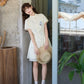 More than thirteen [daydream] national style embroidered white waist short-sleeved dress modern HanFuDreams