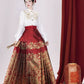 Ming-style red toasting horse face skirt, cloud shoulder Hanfu. HanFuDreams Fashion