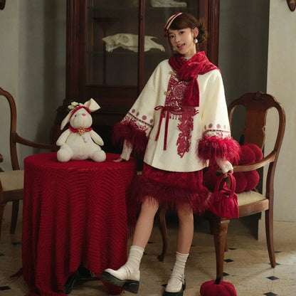 Chinese New Year Jacket & Velvet Skirt Set – Lunar New Year Two-Piece modern More than thirteen three-piece set S