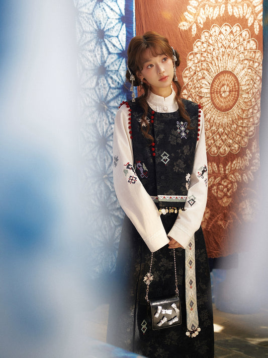 More than thirteen [Jinxiao] Bijia stand-up collar top skirt new Chinese suit modern HanFuDreams