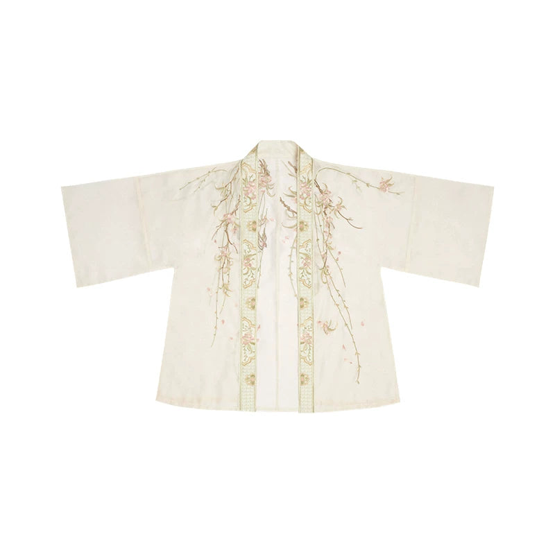 Xinghuayue Duijin Hanfu Set—Embroidered Jacket & Gradient Song Pants HanFuDreams Cardigan (beige) S