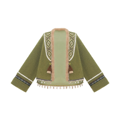 More than thirteen [Tingwu Autumn] lamb wool jacket dress national style set modern HanFuDreams Jacket (with accessories) S