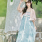 More than Thirteen [Peach Xi] Tencel Jacket Suspender Skirt Pink Dress Set modern HanFuDreams