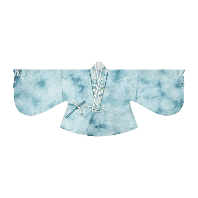 [Jade Waves] Printed Ming Style Hanfu Set ming Shisanyu Cross-Collar Jacket S