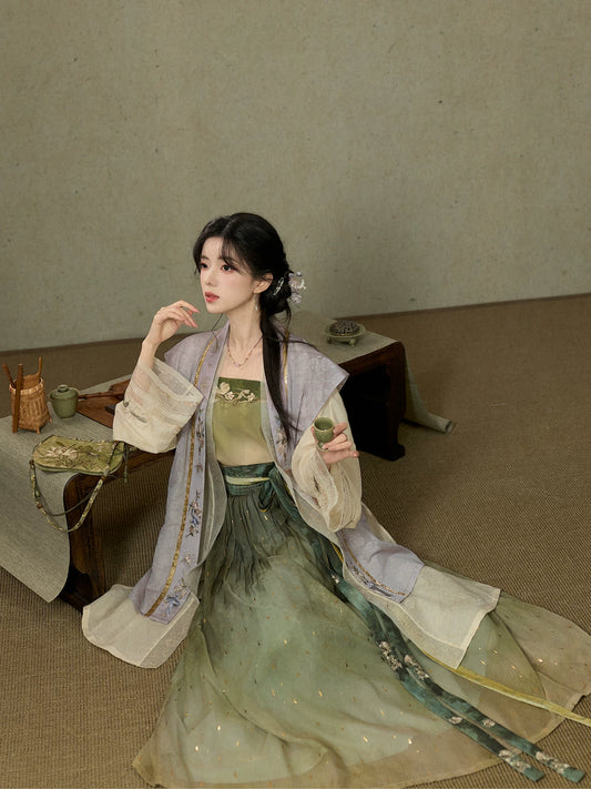 More than thirteen [Lotus Ferry] Song Dynasty Lyocell Green Hanfu Set song HanFuDreams