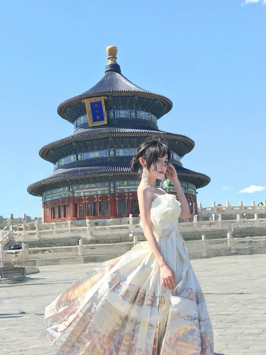 Flower Fairy Story [Yan Yunting] Bust Skirt Weaving Gold Horse Skirt Set Brocade Han han HanFuDreams