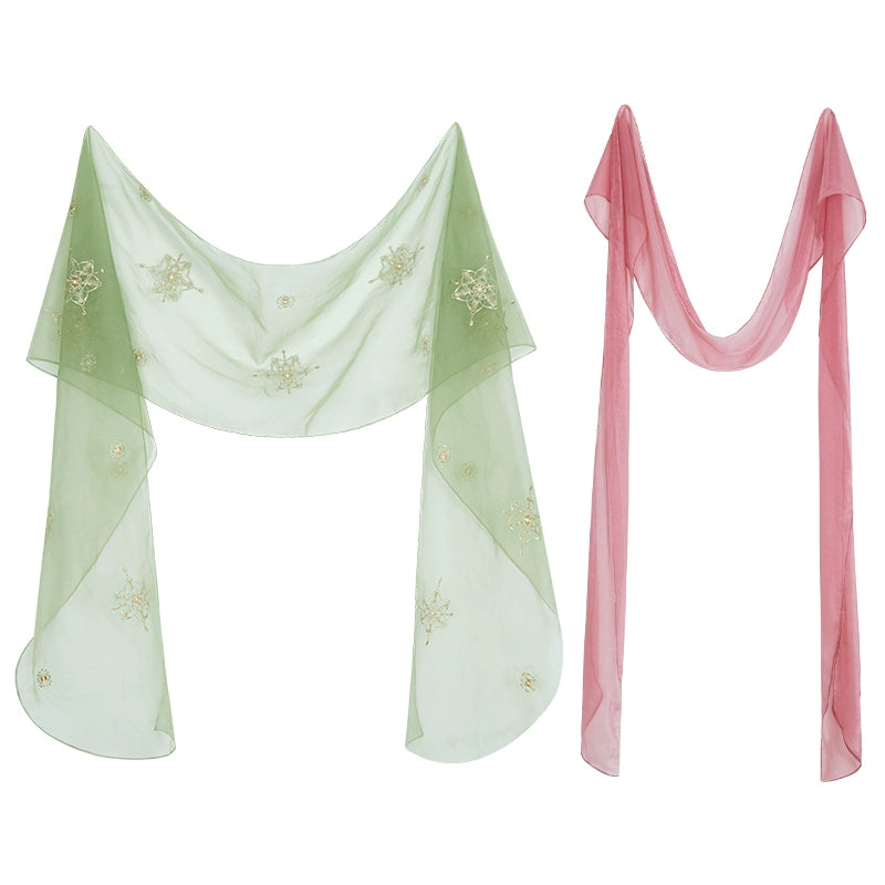 More than thirteen [Peiyu Spring Breeze] pink and green silk Hanfu accessories accessories HanFuDreams silk M