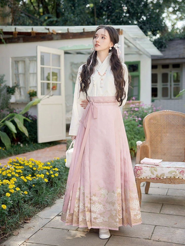 More than thirteen [Ziyang flowering period] pink woven gold horse dress modern HanFuDreams