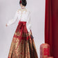 Ming-style red toasting horse face skirt, cloud shoulder Hanfu. HanFuDreams Fashion