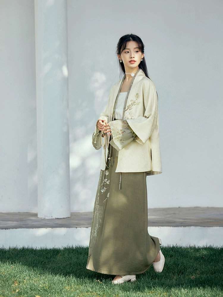 More than thirteen [rosin jade dew] brown coat top skirt hanfu set modern HanFuDreams