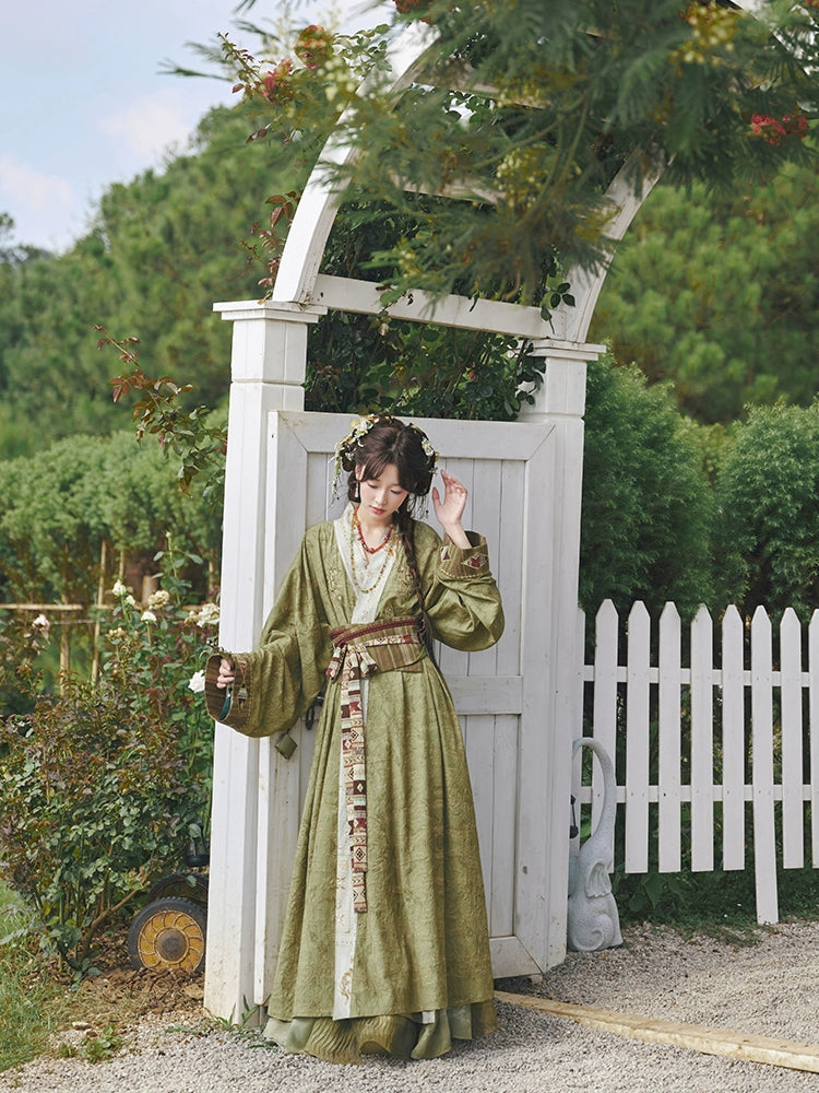 More than Thirteen [Feng Heqi] Weaving Gold Jacquard Pair Jacket Improvement Hanfu han HanFuDreams