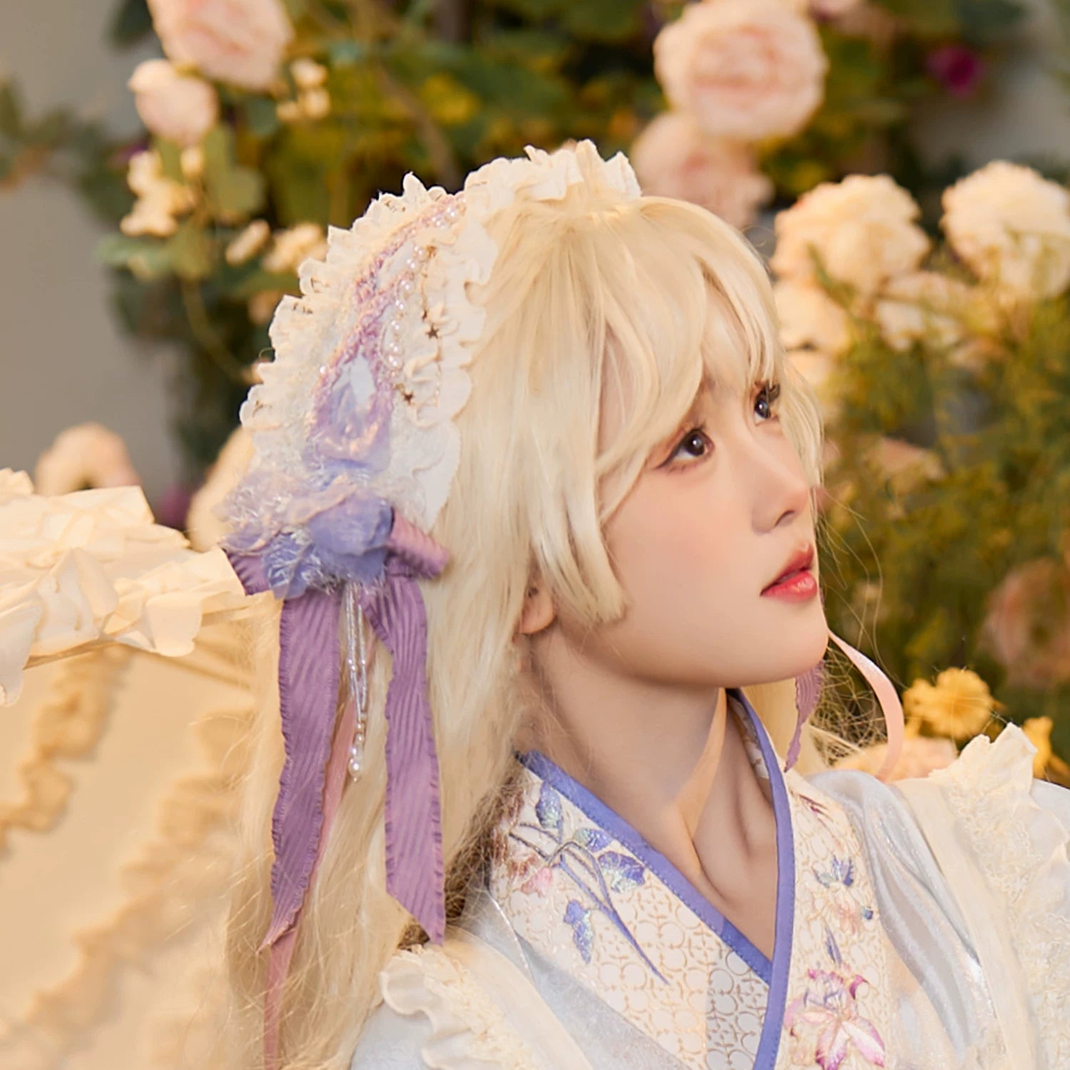 Flower Fairy Story [Frosting Garden] Beige Mesh Skirt Han-Yang Eclectic han HanFuDreams headband M