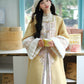 More than thirteen [pastel peony] square collar long jacket coat imitation rabbit fur Ming