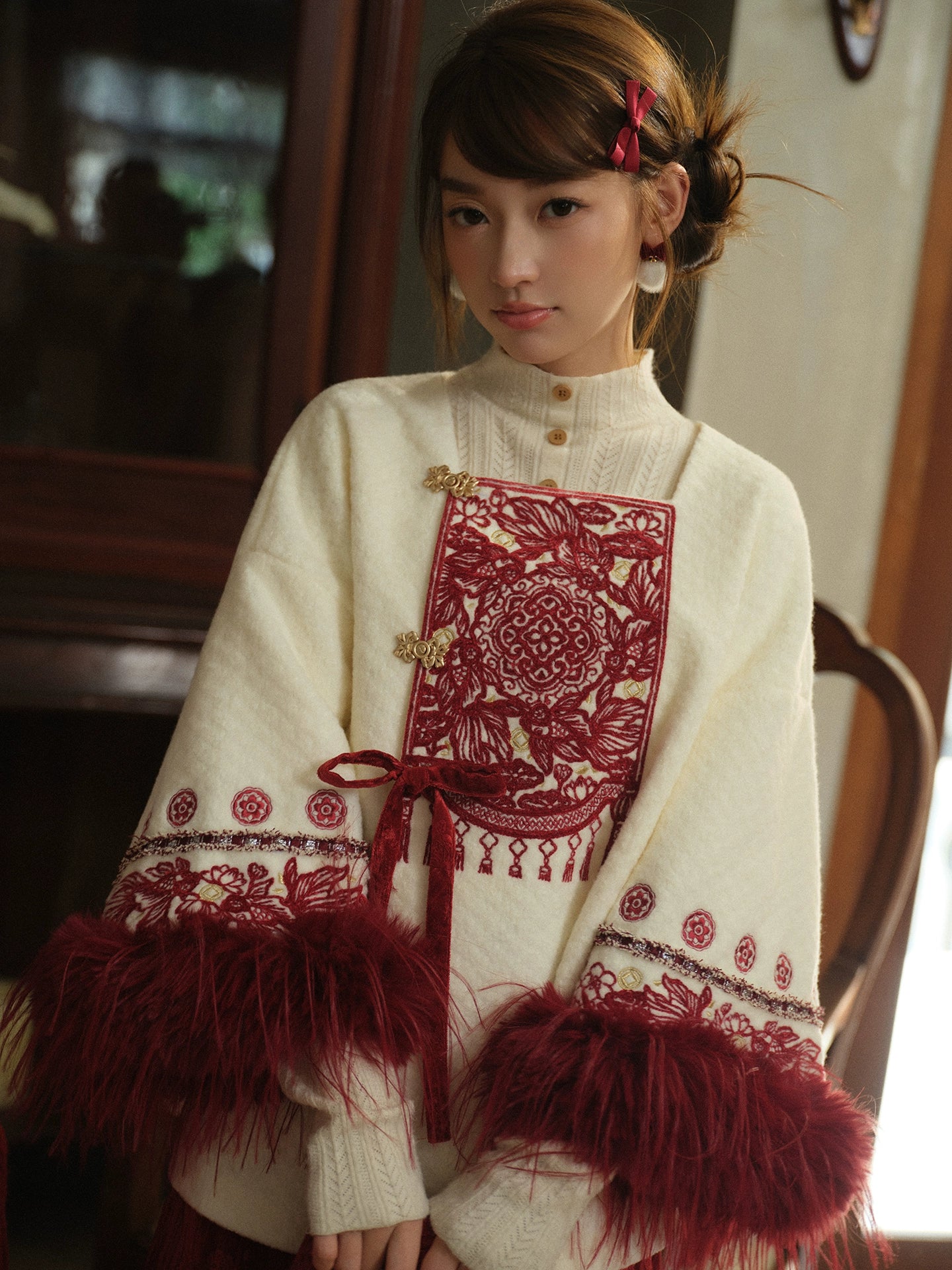 More than thirteen [cut spring breeze] New Year's greetings jacket velvet skirt suit modern HanFuDreams