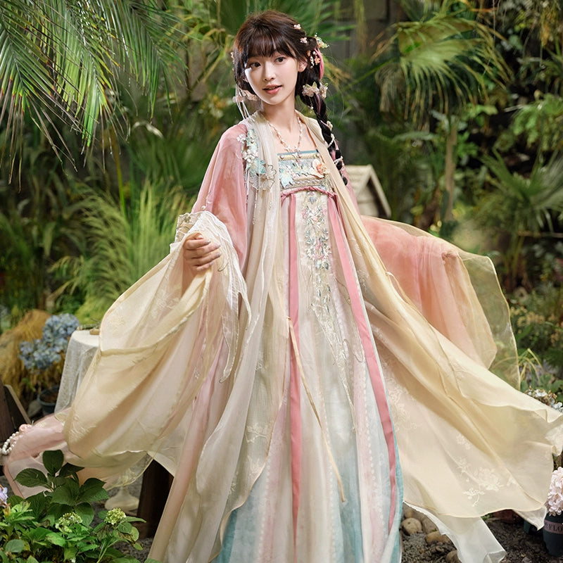 More than thirteen [butterfly wish sound] big sleeve shirt suspender skirt ming HanFuDreams four-piece set S