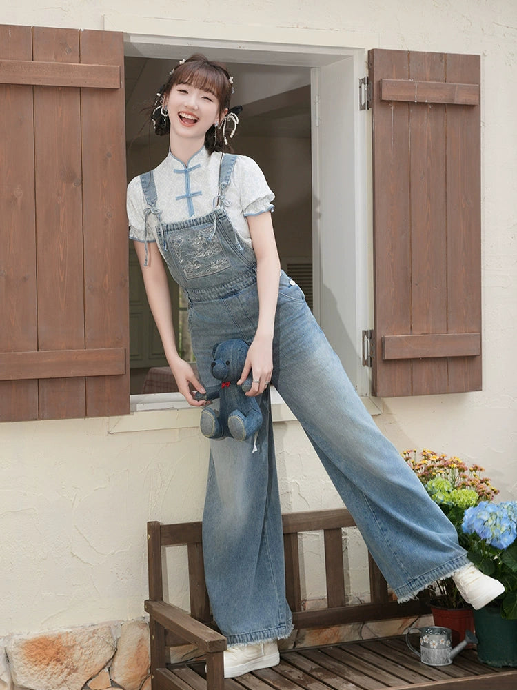 More than thirteen [thousand miles of wind] new Chinese top denim overalls modern HanFuDreams