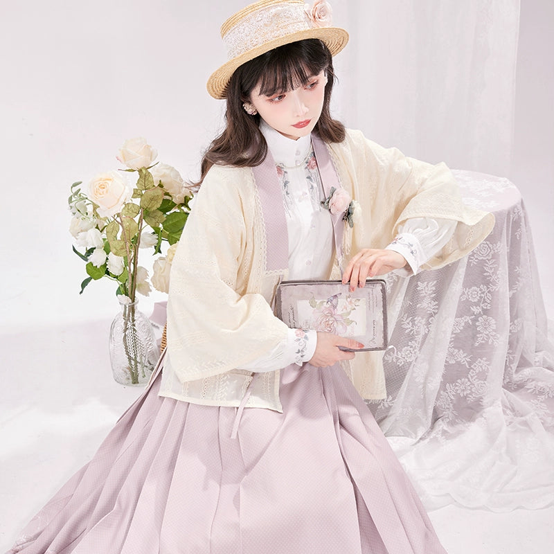 Ming cardigan shirt horse face hanfu ming HanFuDreams Three-piece set [Send a set of flower brooches] S