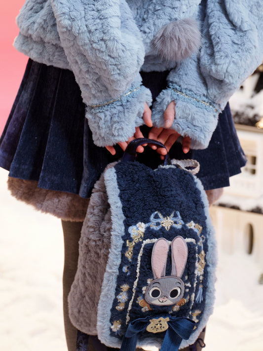 More than thirteen [plush rabbit police officer] winter plush embroidered rabbit backpack