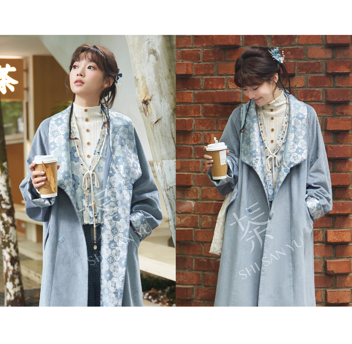 More than thirteen [Boxin Moon] 2025 autumn new corduroy coat national style trench coat modern HanFuDreams
