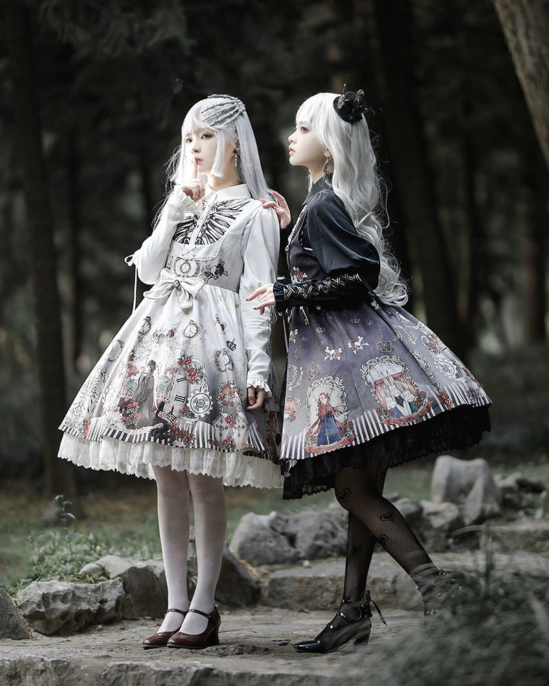 Halloween Sakura Love Goth Lolita Black Fairy Jsk Diablo Vintage Gemini lolita HanFuDreams