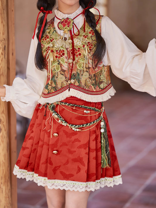 Flower Fairy Story [Red Fruit Manor] Vest Shirt Short Horse Noodles modern HanFuDreams