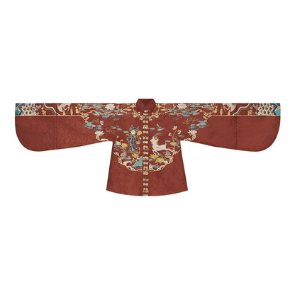 Hanfu Ming-Style Long Jacket and Horse Face Skirt ming HanFuDreams Fashion Orange-red stand-up collar pipa-sleeved short jacket, in stock. S