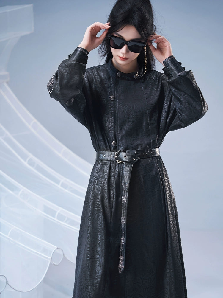 More than thirteen [Snake Bone Vientiane] crew neck robe imitation leather jacket modern HanFuDreams