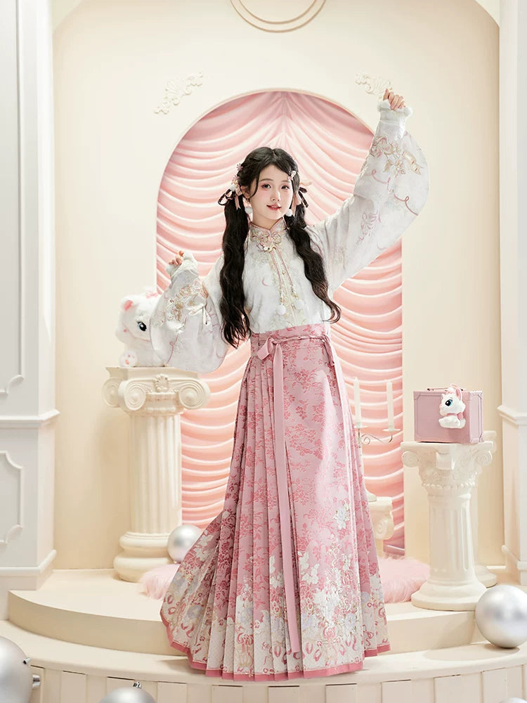 More than thirteen [Mary Cat] Pink horse-faced skirt plush Hanfu han HanFuDreams