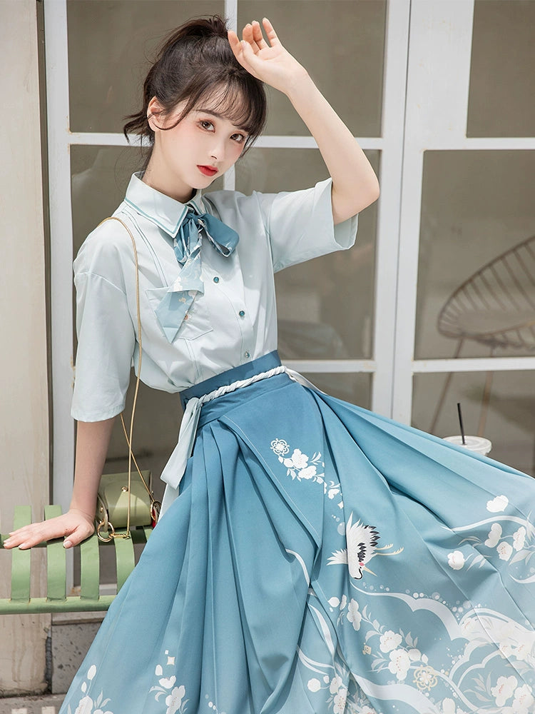 Short shirt gradual change eight points horse skirt hanfu han