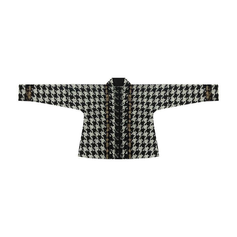 More than thirteen [Disney, Kuila - Black and White Witch] thousand bird grid two skirts modern HanFuDreams Straight neck cardigan S