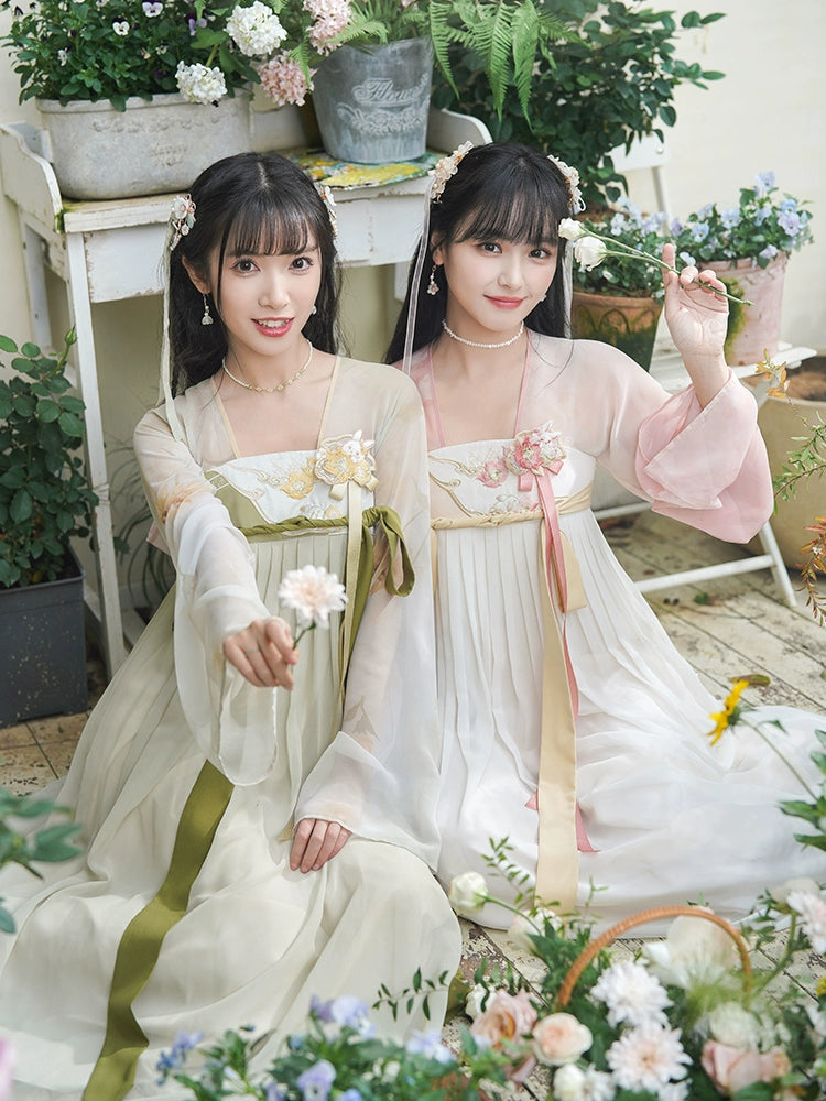 More than thirteen [Peach Leaf Sheng] Spring Han chest-length embroidered dress han HanFuDreams