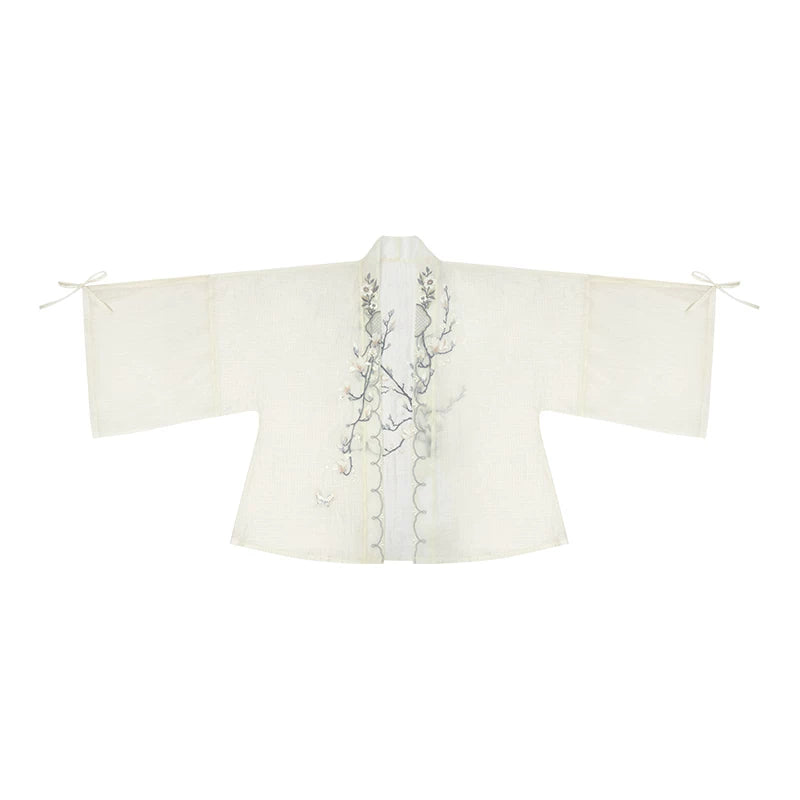 [Yulan Vase]Embroidered Chinese 2 Piece Summer Set Shisanyu Cardigan S