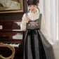More than thirteen [floral line] pink thickened coat velvet suspender skirt modern HanFuDreams