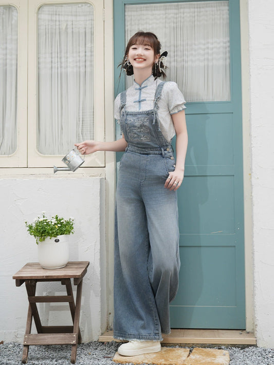 More than thirteen [thousand miles of wind] new Chinese top denim overalls modern HanFuDreams