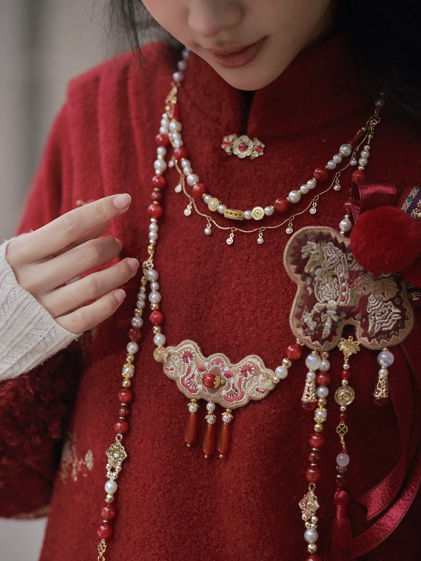 More than thirteen [Ode to Pepper Blossoms] red woolen jacket embroidered skirt modern HanFuDreams