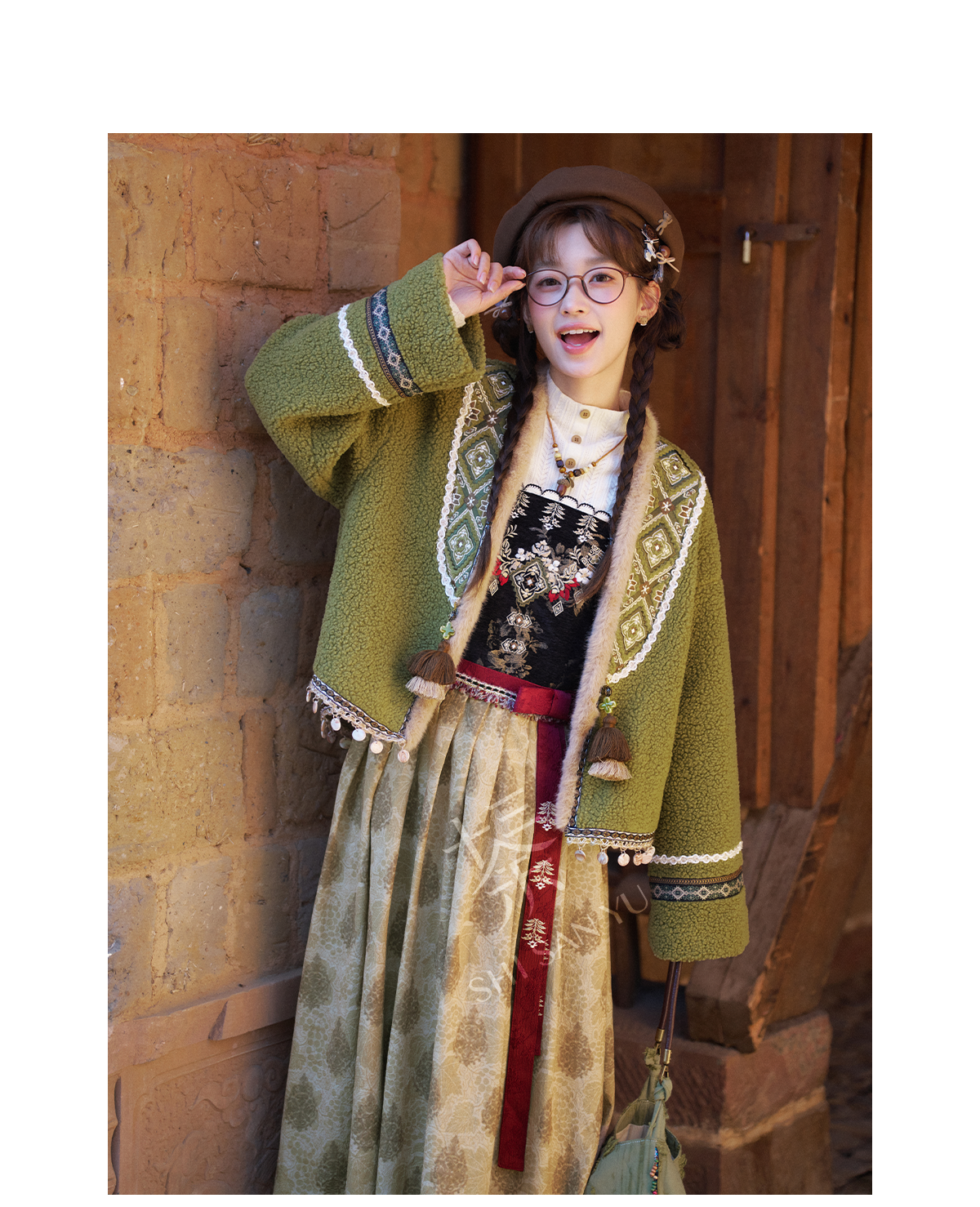More than thirteen [Tingwu Autumn] lamb wool jacket dress national style set modern HanFuDreams