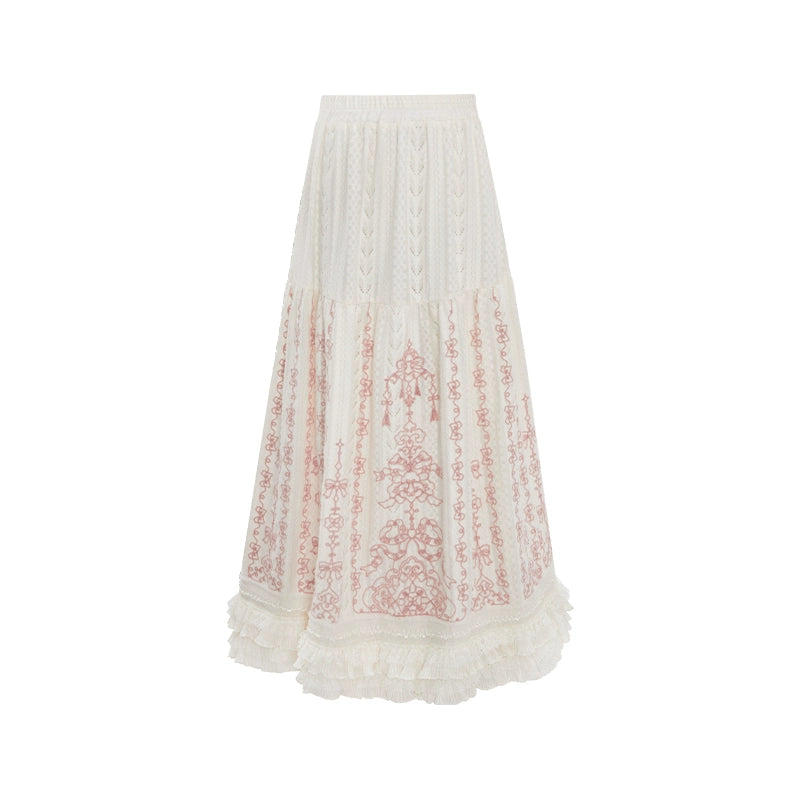 More than thirteen [Taojian Snow] woolen embroidery than jacquard knitted skirt Han han HanFuDreams Knitted skirt S