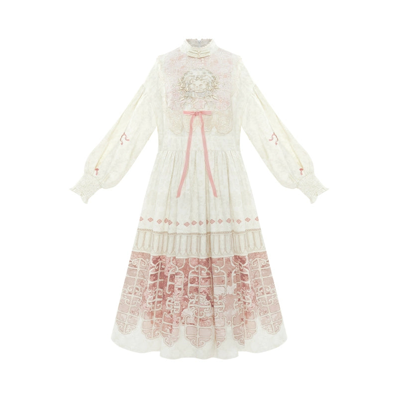 More than thirteen [cat afternoon tea] embroidered placket jacket dress modern HanFuDreams dress S