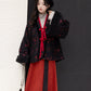 Chi Xia [Red and Ink] pleated collar shirt eight broken skirt Jin