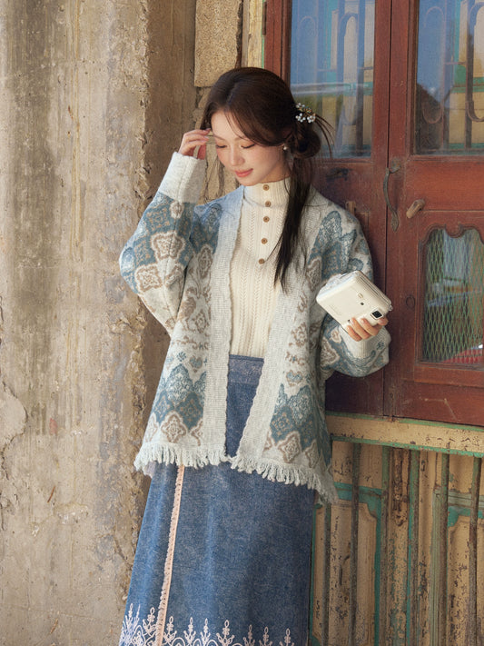 More than thirteen [Qiujiang practice] Lazy wind temperament knitted cardigan jacket sweater modern HanFuDreams