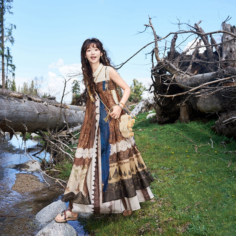 More than thirteen [丹谷] Daily National Style Suspender Dress Set modern HanFuDreams Two-piece set, in stock. S