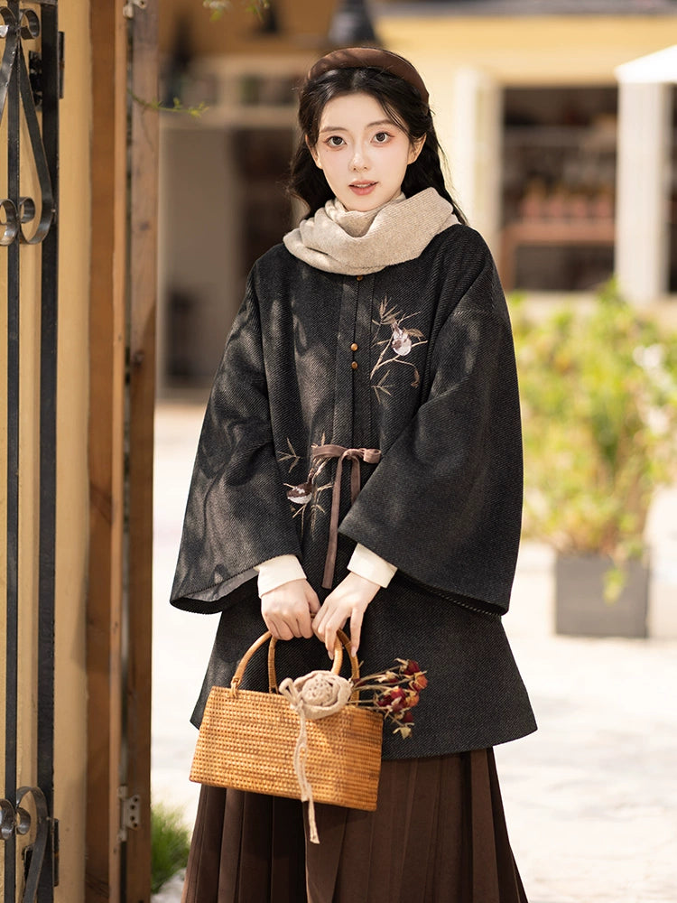 Han-style round-collared cross-collared jacket with horse face skirt Hanfu.