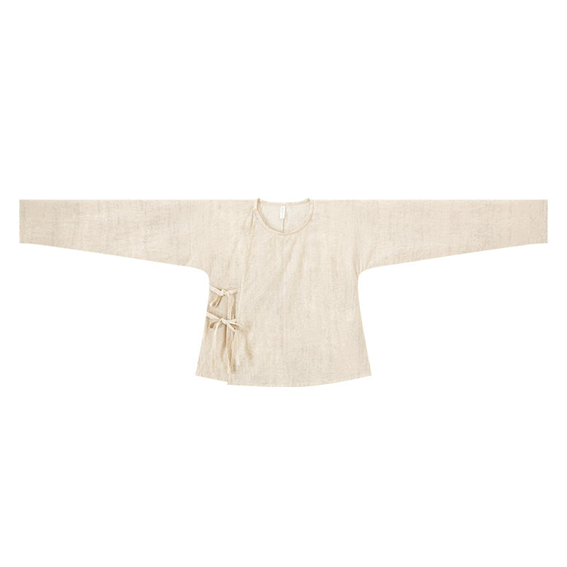 Han Element Man Cotton Cardigan Shorts Improved Bloomers Hanfu han HanFuDreams Silk crew neck blouse S